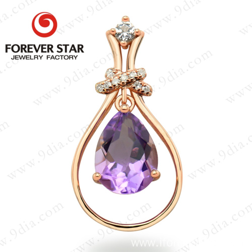 Natural Amethyst Diamond 14K Solid Gold Jewelry